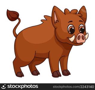 Cartoon hog. Cute wild pig. Forest boar isolated on white background. Cartoon hog. Cute wild pig. Forest boar