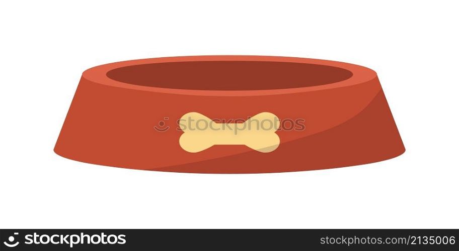 Cartoon home pets empty feeder. Round clean orange bowl with bone. Domestic animals care tool. Dogs feeding accessory. Doggy food plastic dish. Veterinary shop. Vector isolated plate for canine meal. Cartoon home pets empty feeder. Round clean bowl with bone. Domestic animals care tool. Dogs feeding accessory. Doggy food plastic dish. Veterinary shop. Vector plate for canine meal