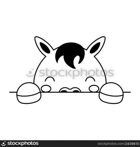 Cartoon horse face in Scandinavian style. Cute animal for kids t-shirts, wear, nursery decoration, greeting cards, invitations, poster, house interior. Vector stock illustration