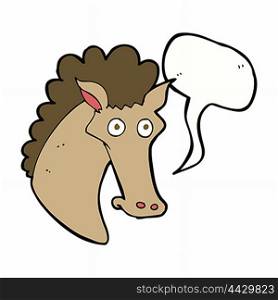 cartoon horse head with speech bubble
