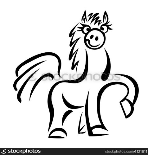 Cartoon horse jumping isolated on a white background. Vector illustration.