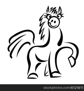 Cartoon horse jumping isolated on a white background. Vector illustration.