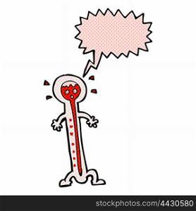 cartoon hot thermometer with speech bubble