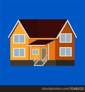 Cartoon house,flat icon,isolated on blue background,vector illustration. Cartoon house,flat icon,isolated on blue background