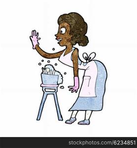 cartoon housewife washing up
