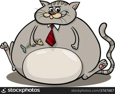 Cartoon Humor Concept Illustration of Fat Cat Saying or Proverb