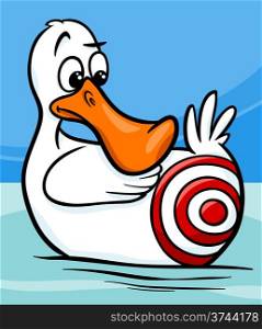 Cartoon Humor Concept Illustration of Sitting Duck Saying or Proverb