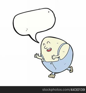 cartoon humpty dumpty egg character with speech bubble