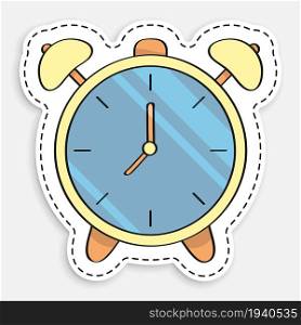 cartoon icon of doodle alarm clock. Mechanical watch for measuring time. Good start to your working day. Vector isolated on white background