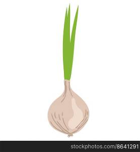 Cartoon icon of onion. Vegetable icon. Fresh, vegetable, and whole with leaf. Onion cartoon.. Cartoon icon of onion. Vegetable icon. Fresh, vegetable, and whole with leaf. Onion cartoon
