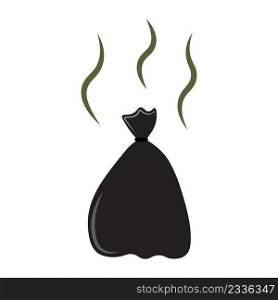 Cartoon icon with black trash bag stinks. Recycling icon. Vector illustration. stock image. EPS 10.. Cartoon icon with black trash bag stinks. Recycling icon. Vector illustration. stock image. 