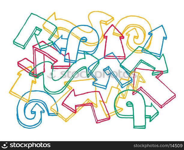 Cartoon illustration background of colorful arrows texture