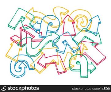 Cartoon illustration background of colorful arrows texture