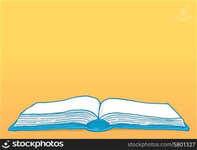 Cartoon illustration education background with blank open book