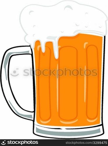Cartoon illustration of a big beer mug