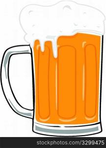 Cartoon illustration of a big beer mug