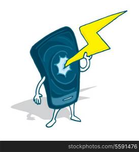 Cartoon illustration of a cell phone charging or draining too much energy