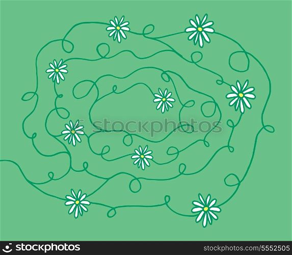 Cartoon illustration of a curvy flower and stem background