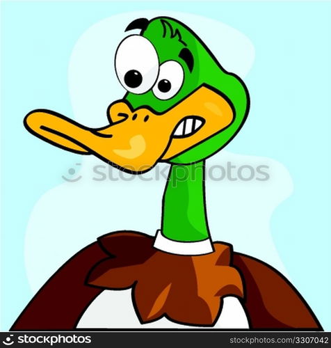 Cartoon illustration of a duck making a scared face — Stockphotos.com