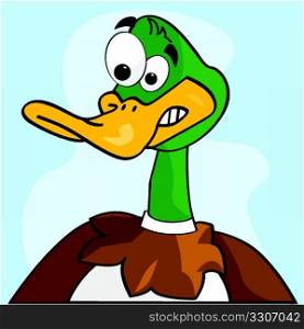Cartoon illustration of a duck making a scared face