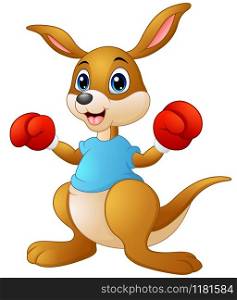 Cartoon illustration of a kangaroo boxing