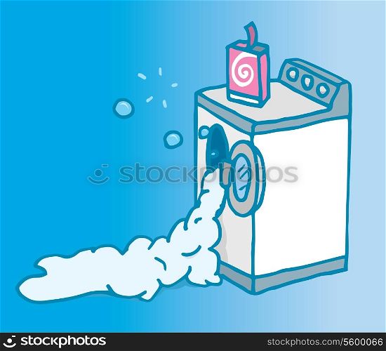 Cartoon illustration of a malfunctioning washing machine fail