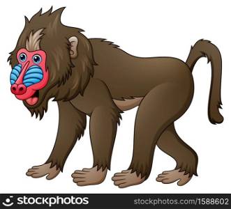 Cartoon illustration of a mandrill baboon