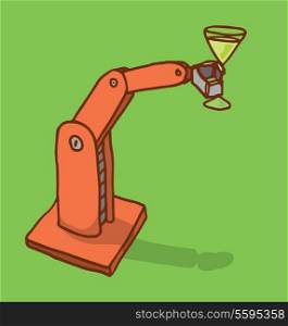 Cartoon illustration of a robot arm holding a martini glass