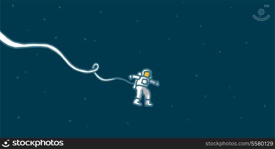 Cartoon illustration of a stranded astronaut floating alone in space