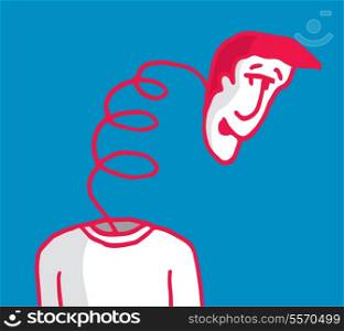 Cartoon illustration of a stressed out or crazy funny man