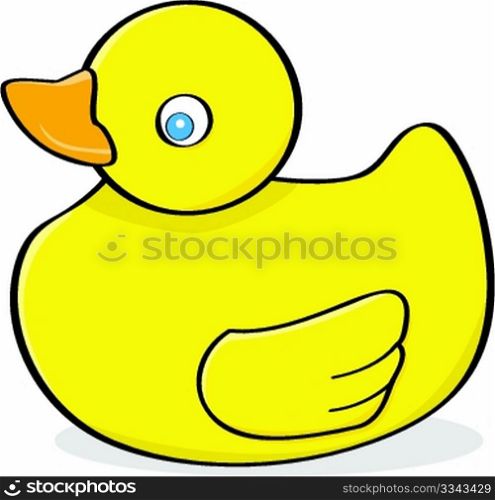 Cartoon illustration of a yellow rubber duck