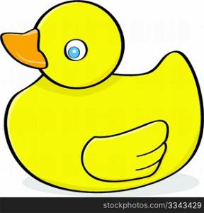Cartoon illustration of a yellow rubber duck