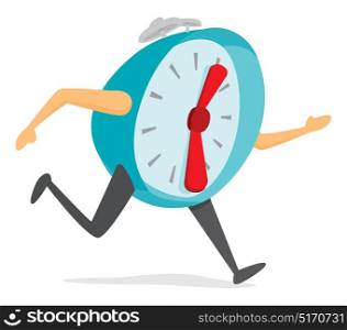 Cartoon illustration of alarm clock ball running late