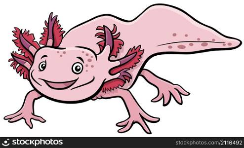 Cartoon illustration of axolotl aquatic animal character