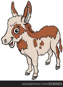 Cartoon illustration of baby donkey farm animal character