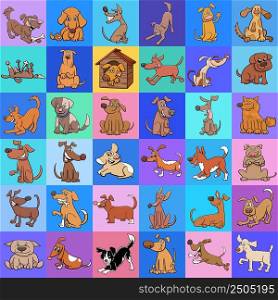 Cartoon illustration of background or pattern or decorative paper design with comic dogs