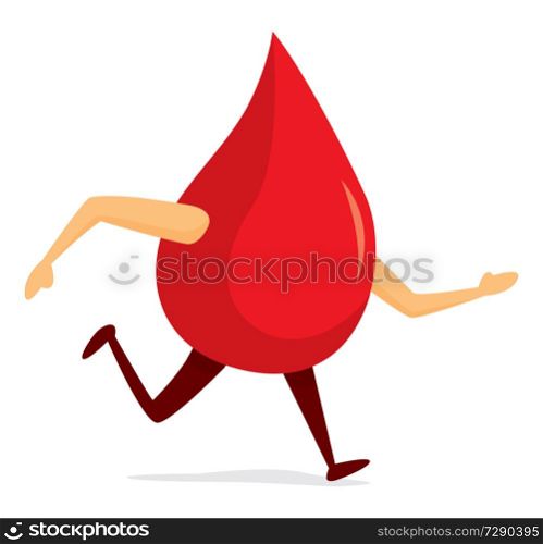 Cartoon illustration of blood drop on the run