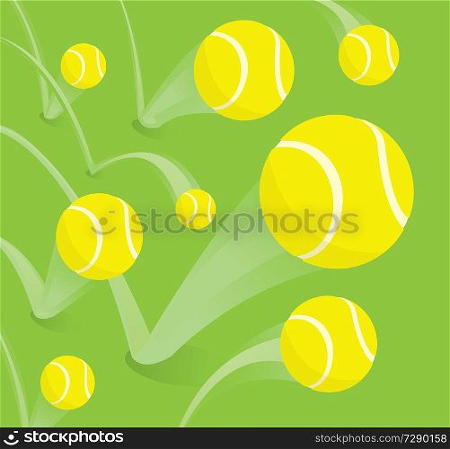 Cartoon illustration of bouncing tennis balls