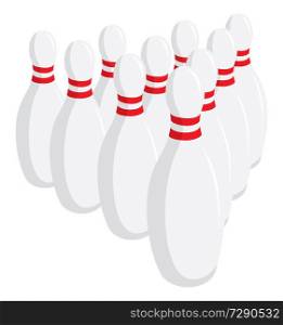 Cartoon illustration of bowling pins lined up for shot