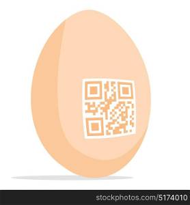 Cartoon illustration of brown egg with qr code