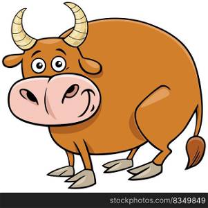 Cartoon illustration of bull farm animal character
