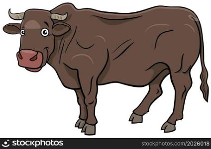 Cartoon illustration of bull farm animal comic character