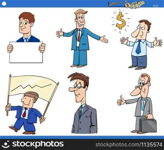 Cartoon Illustration of Business Concepts and Funny Businessman Characters Set