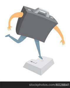 Cartoon illustration of business portfolio pressing enter or return key