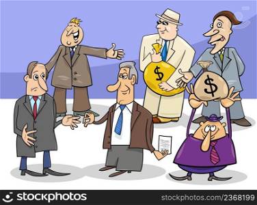 Cartoon illustration of businessmen and managers comic characters group
