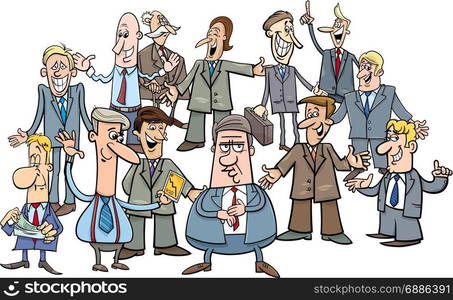 Cartoon Illustration of Businessmen and Managers Group