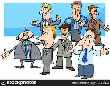Cartoon Illustration of Businessmen or Managers and Office Workers Characters Group