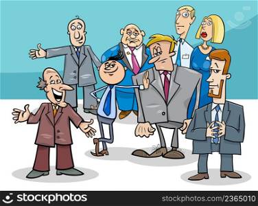 Cartoon illustration of businessmen or managers characters group