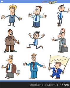 Cartoon Illustration of Businessmen People Characters Set