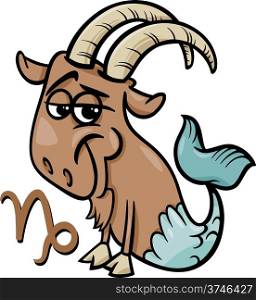 Cartoon Illustration of Capricorn or The Sea Goat Horoscope Zodiac Sign